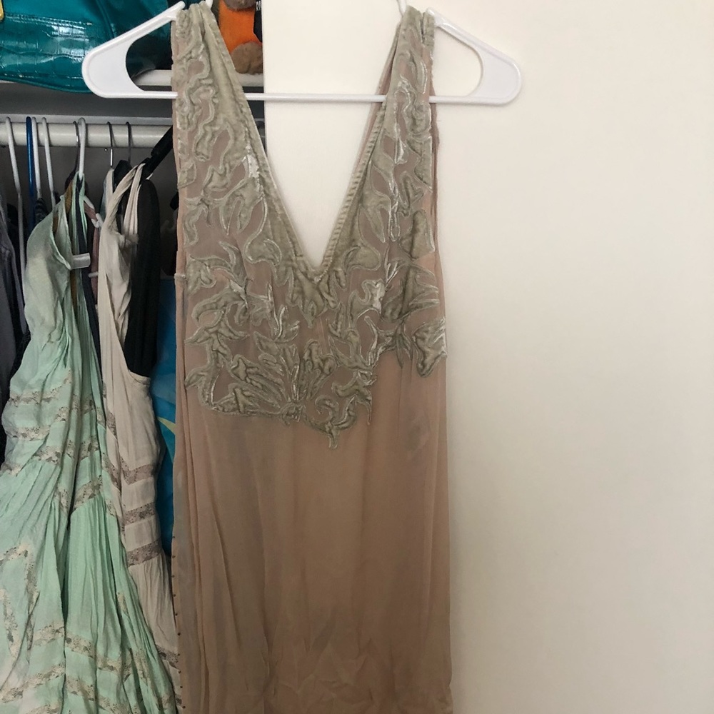 Free people sheer tank with white velvet